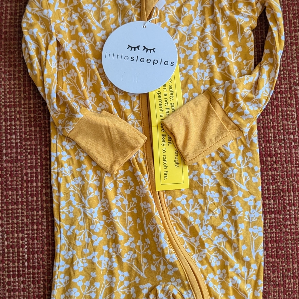 Little Sleepies Golden Poppies Zippy Yellow Floral Bamboo Onesie 6-12 months